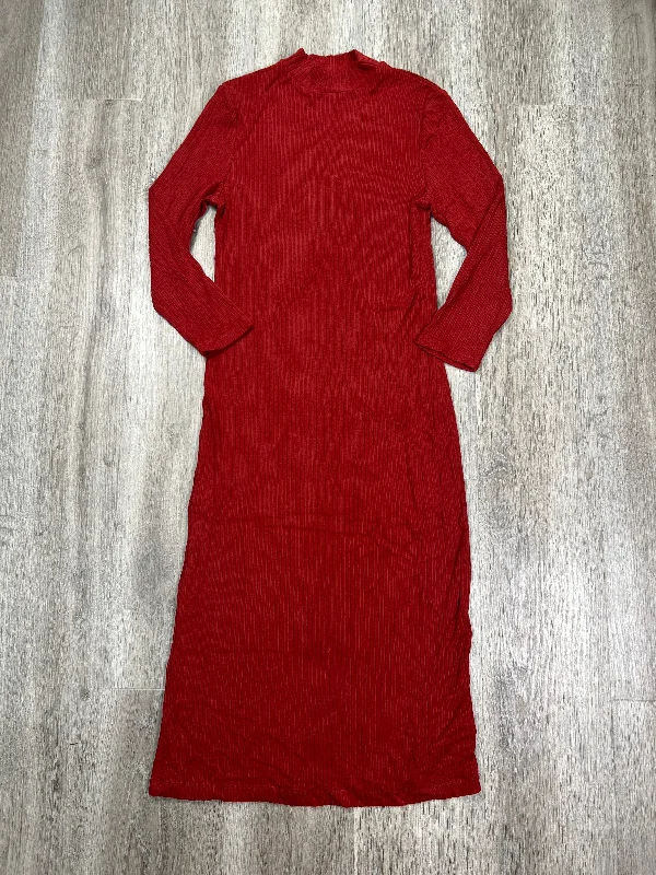 Dress Casual Midi By A New Day In Red, Size: M