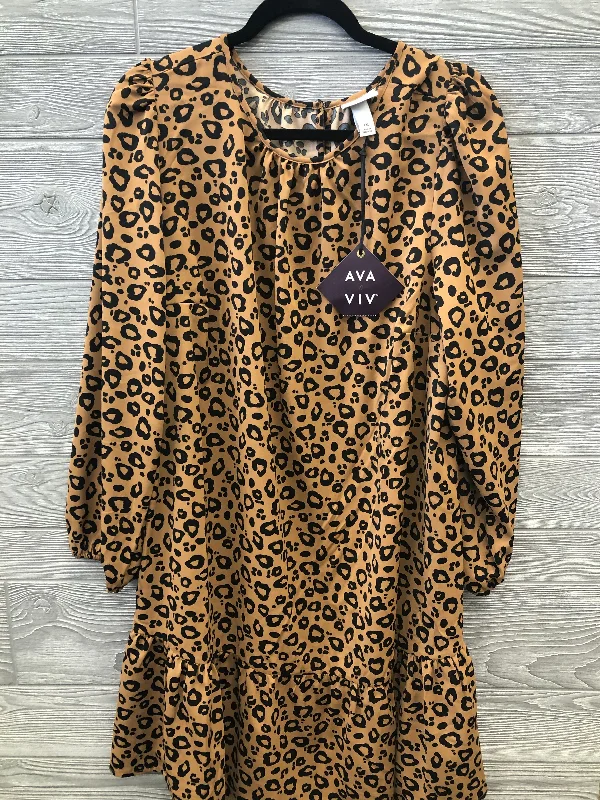 Dress Casual Midi By Ava & Viv In Animal Print, Size: Xxl