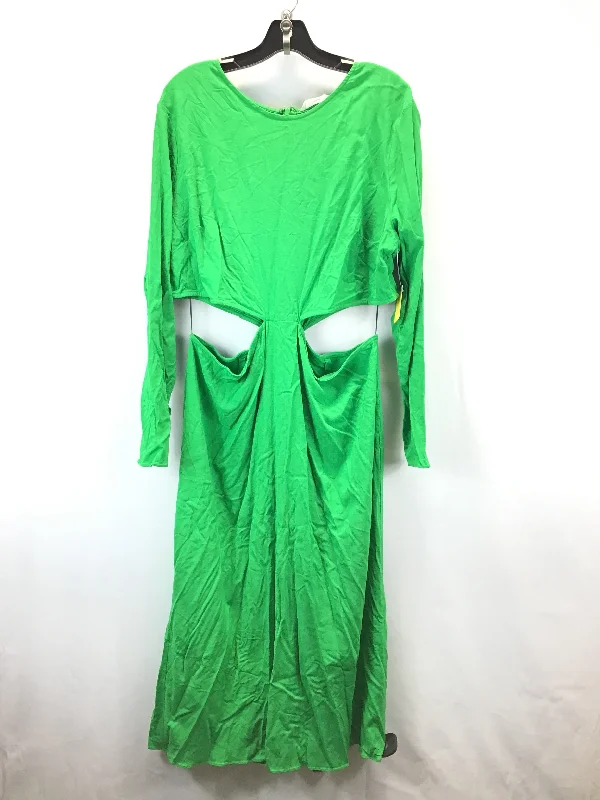 Dress Casual Midi By H&m In Green, Size: Xl