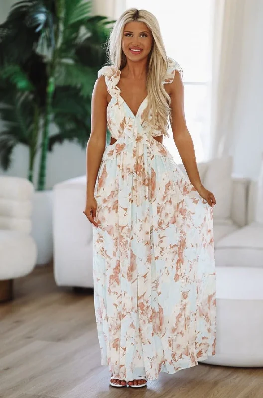 For Your Attention Floral Maxi Dress - Mint