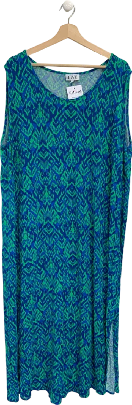 Live Blue/Green Patterned Sleeveless Dress UK 28