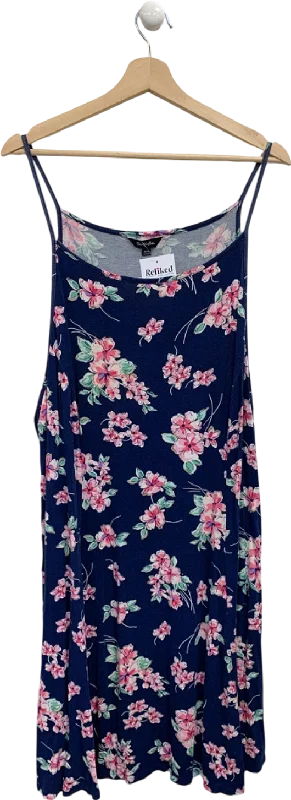 Navy Floral Print Dress UK 30