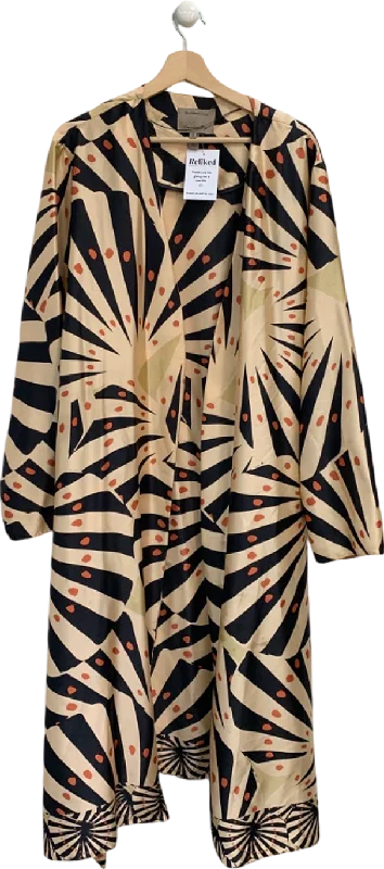 River Island Beige Black Abstract Print Kimono Dress UK 24