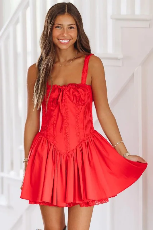 Sparks Fly Mini Dress - Red