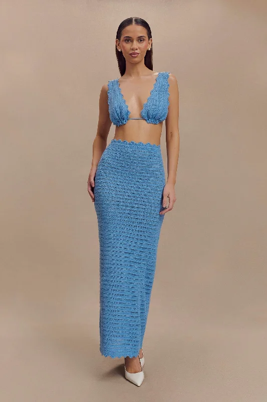 Jadia Crochet Fishtail Maxi Skirt - Cornflower Blue