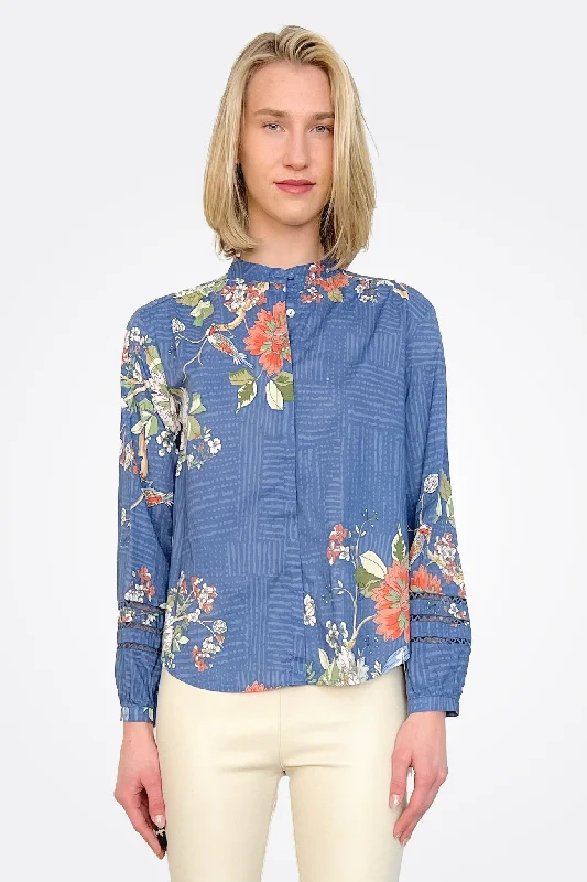 Mosaic Mandarin Collar Blouse - Multi