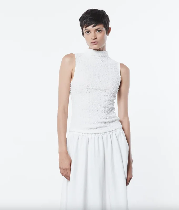 Puckered Sleeveless High Neck - Undyed