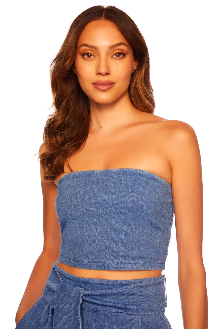 Stretch Denim Tube Top - Light Denim