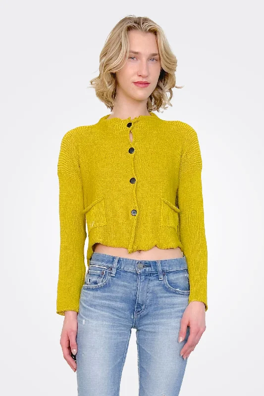 Tiger Crop Cardigan - Mustard