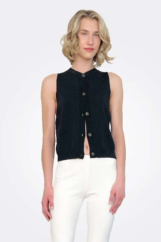 V Neck Waistcoat - Nero