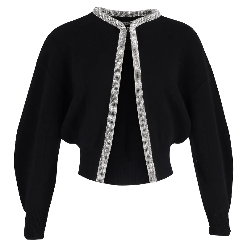 Alexander Wang Crystal-Embellished Cardigan In Black Wool