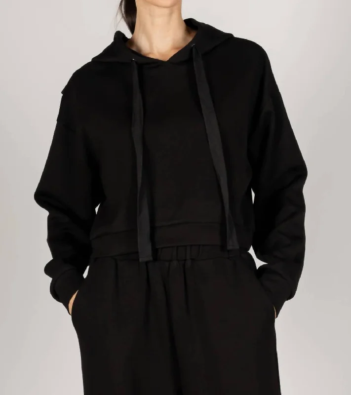 Butter Modal Cropped Hoodie In Black