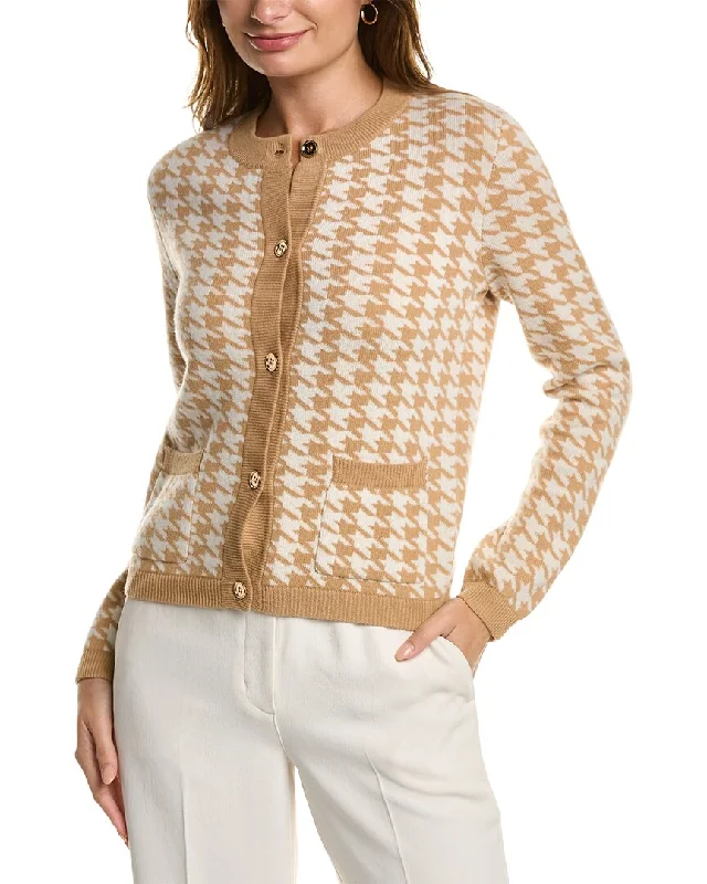 Kier+J Houndstooth Wool & Cashmere-Blend Cardigan