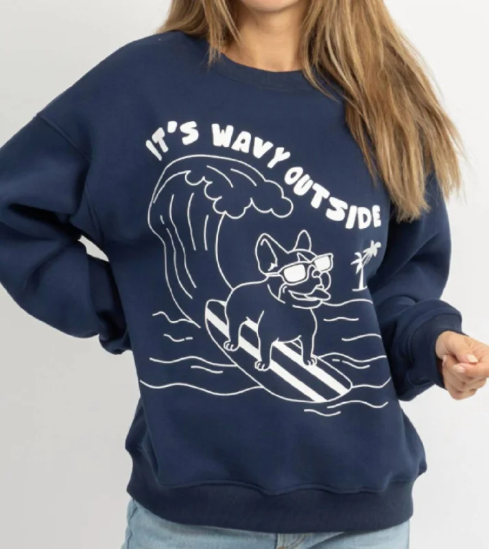 Party Wave Sweatshirt In Navy