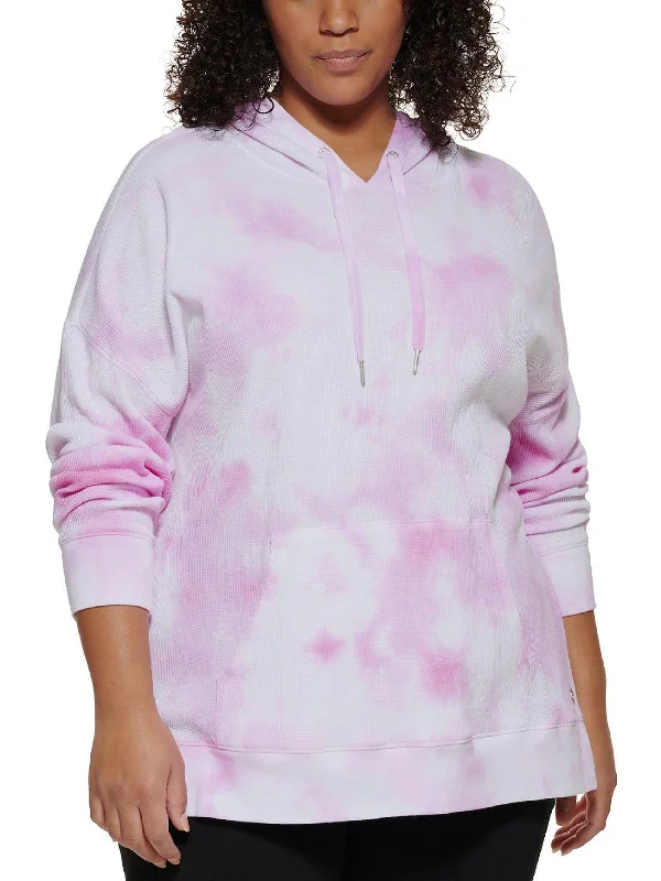 Plus Womens Waffle High Low Hoodie