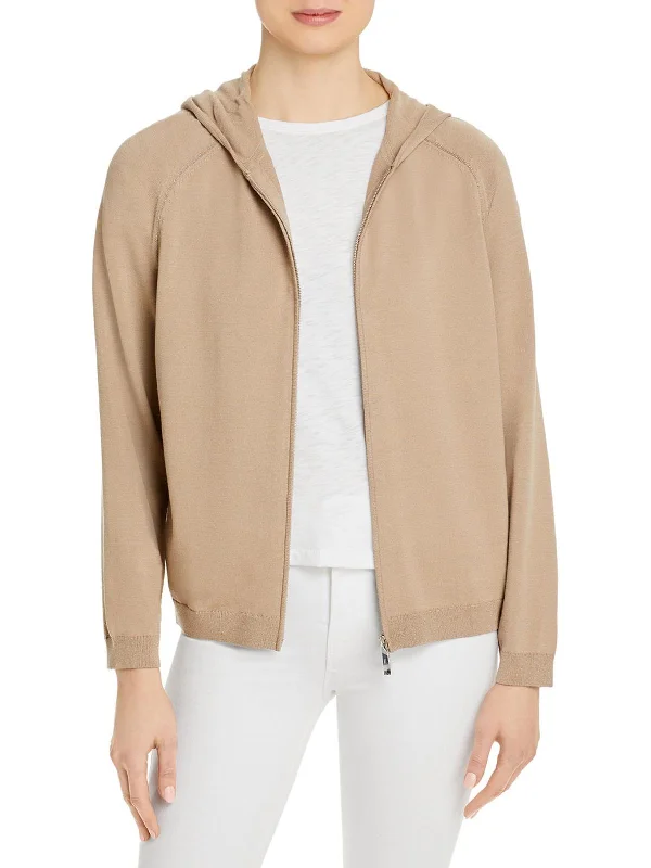 Womens Metallic Trim Zip Up Hoodie