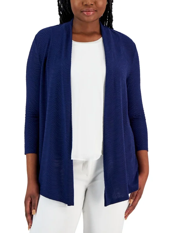 Womens Ribbed Open Front Cardigan Sweater