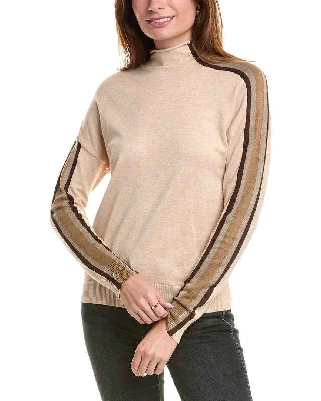 YAL New York Mock Neck Stripe Sweater