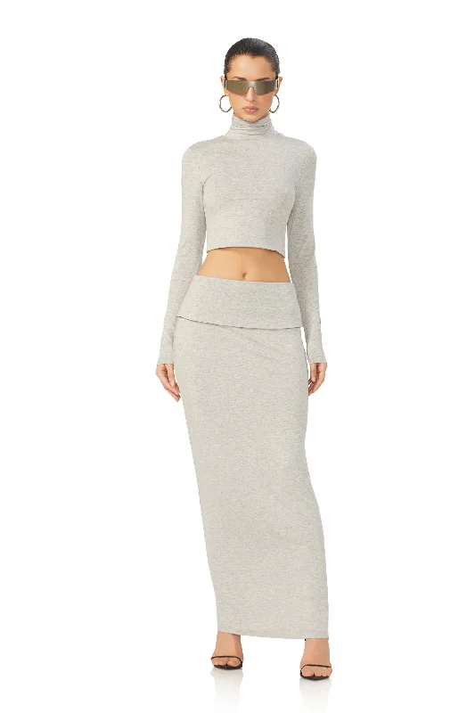 Micaela Crop Turtleneck - Heather Grey