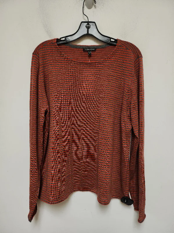 Top Long Sleeve Basic By Eileen Fisher In Striped Pattern, Size: Xl