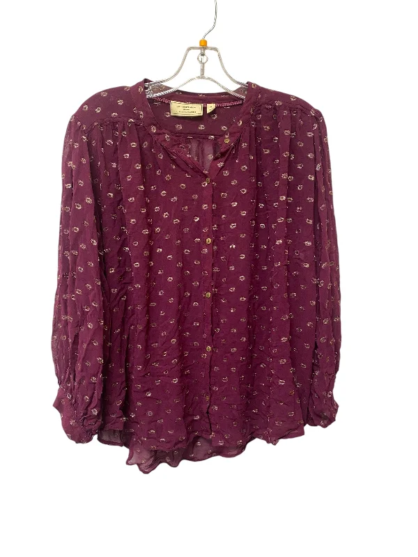 Top Long Sleeve By Anthropologie In Purple, Size: Xl