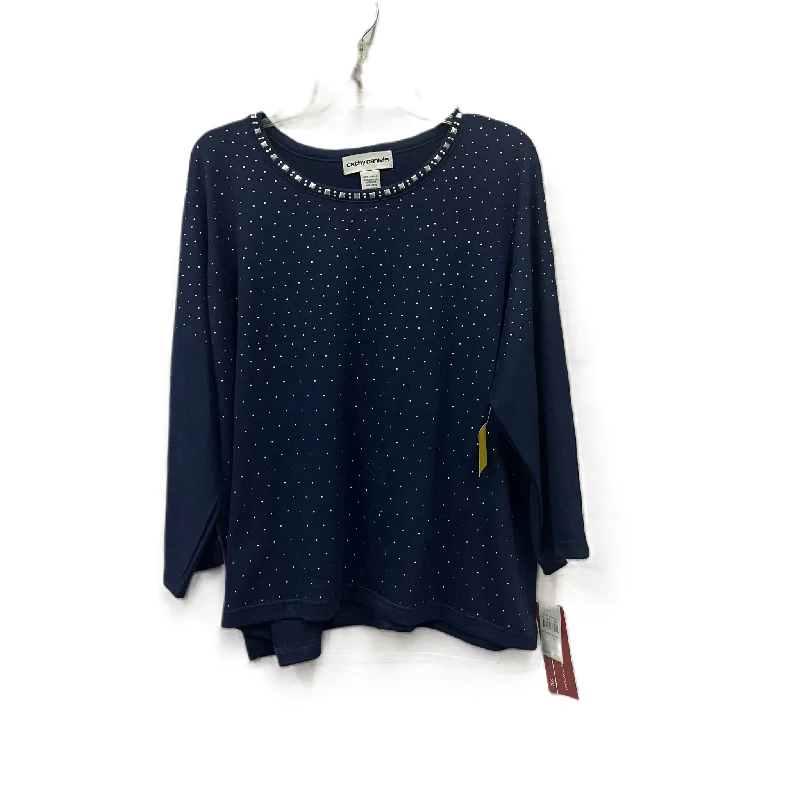 Top Long Sleeve By Cathy Daniels In Navy, Size: 2x