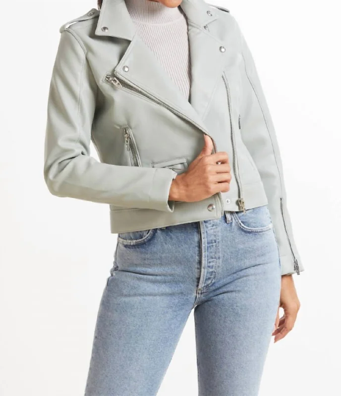 Faux Leather Moto Jacket In Play Act