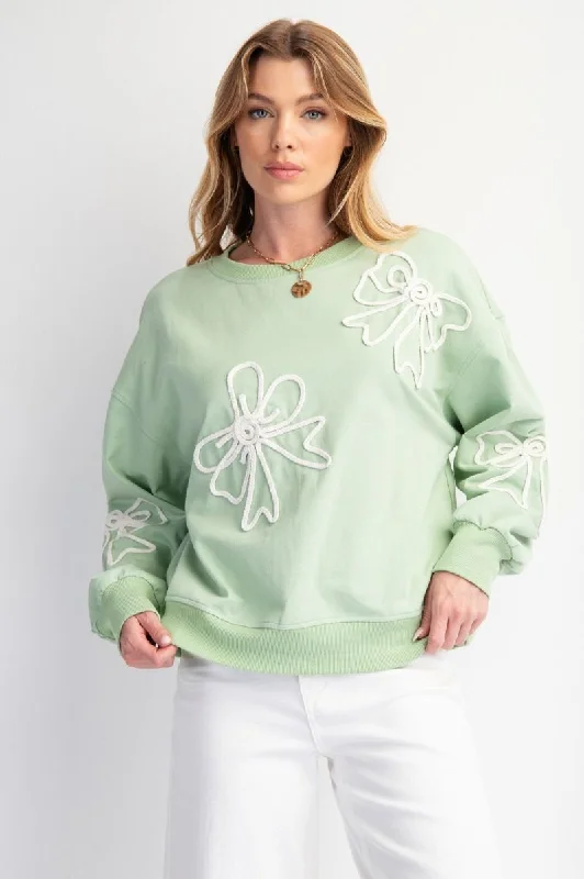 Braided Bow Sage Sweatshirt