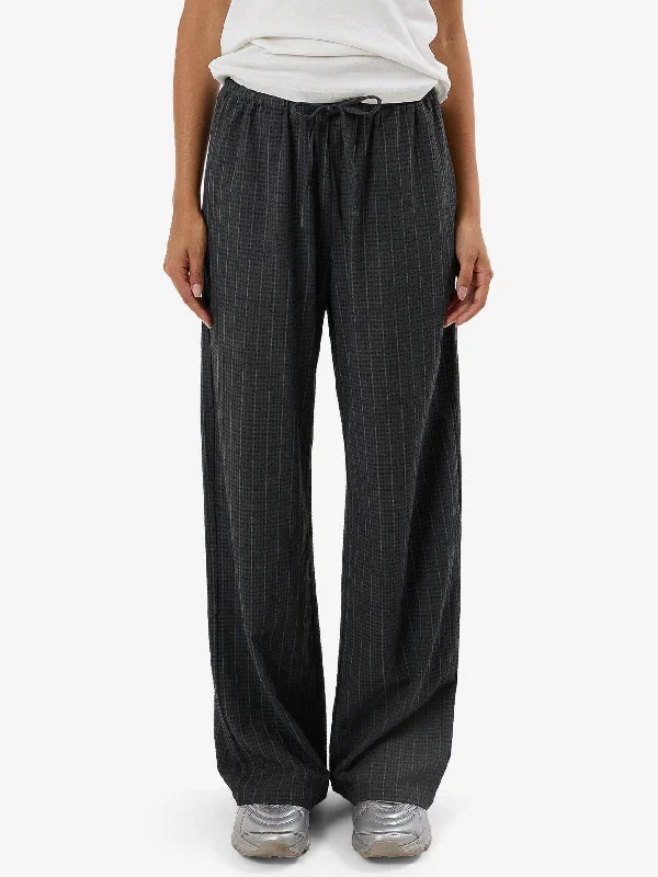 Colby Drawstring Pant - Charcoal Pinstripe