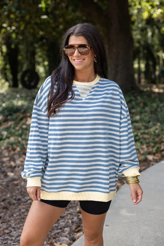 All About Stripes Blue Sweatshirt