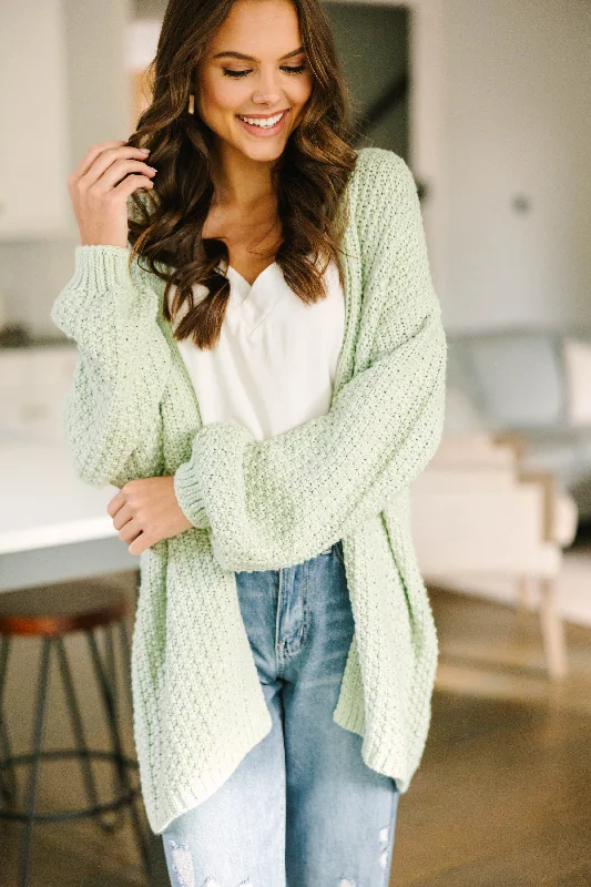 Face The Day Sage Green Cardigan