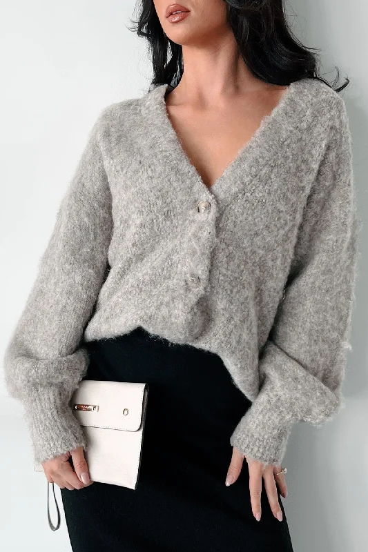 Keeping You For Myself Fuzzy Sweater Cardigan (Mocha)