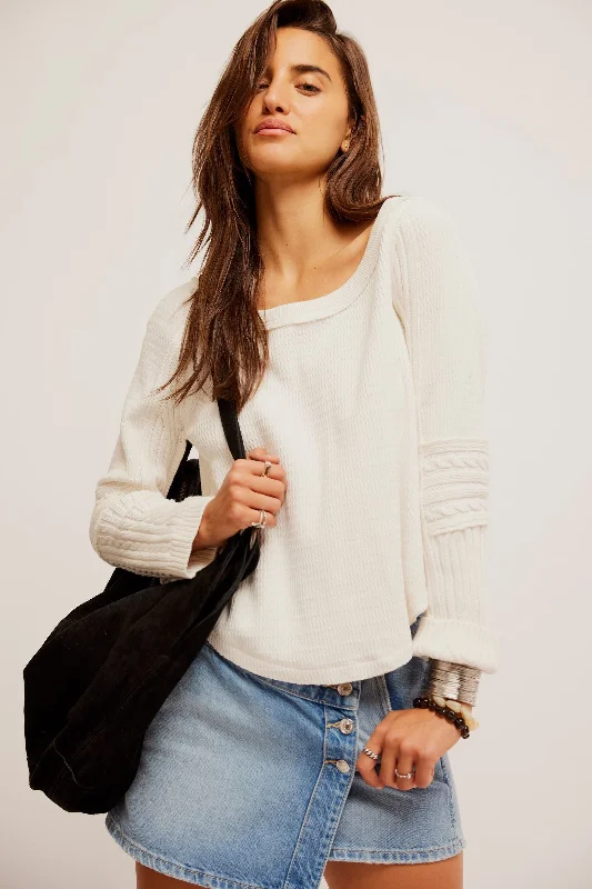 Swinging Cable Cuff Sweater